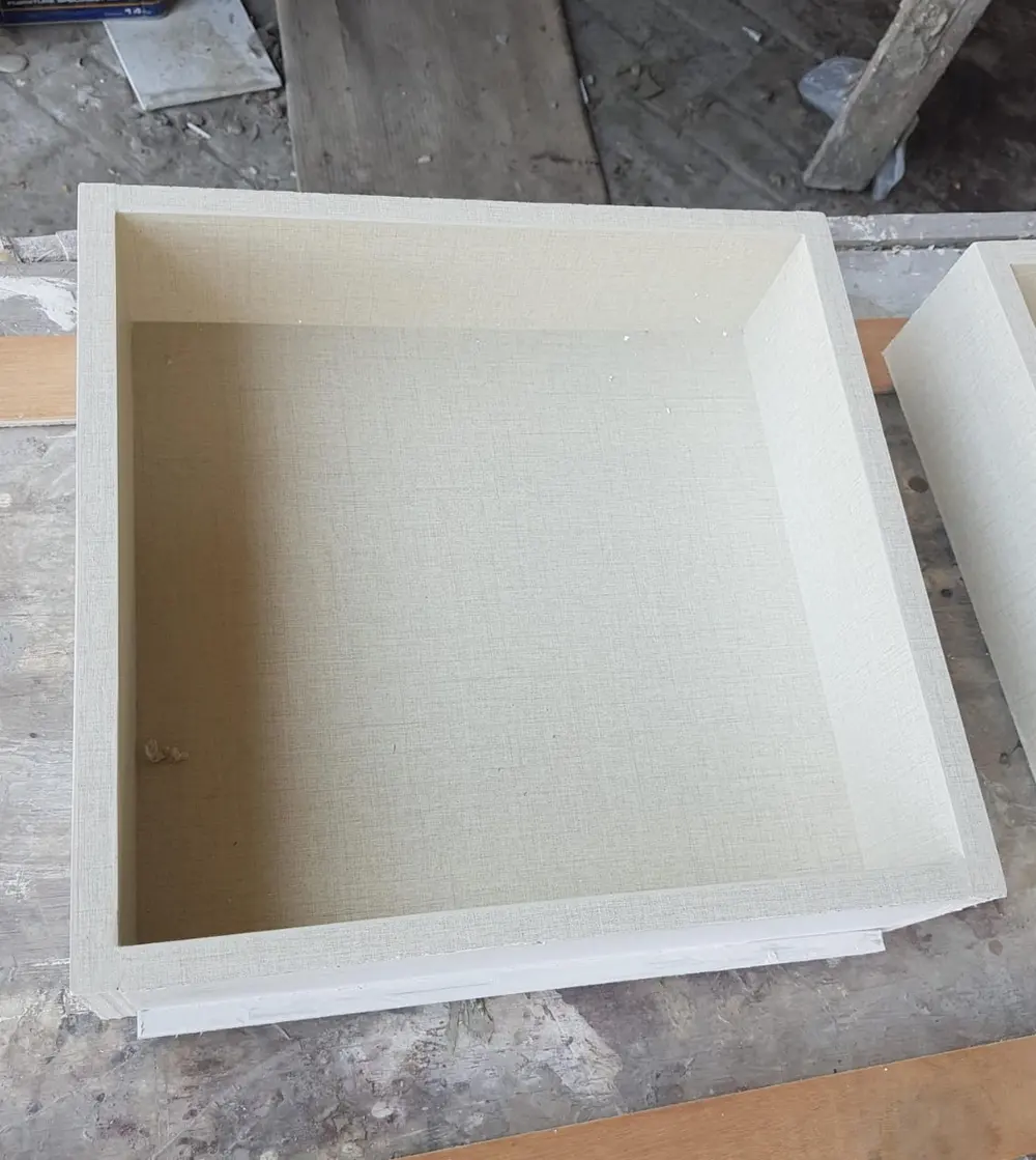 Bagian dalam kitchen set dilapisi GW-HPL Fabric Frantinco